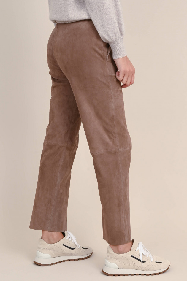 Benedetta Novi Velourslederhose RELAX WIDE LEG in Taupe