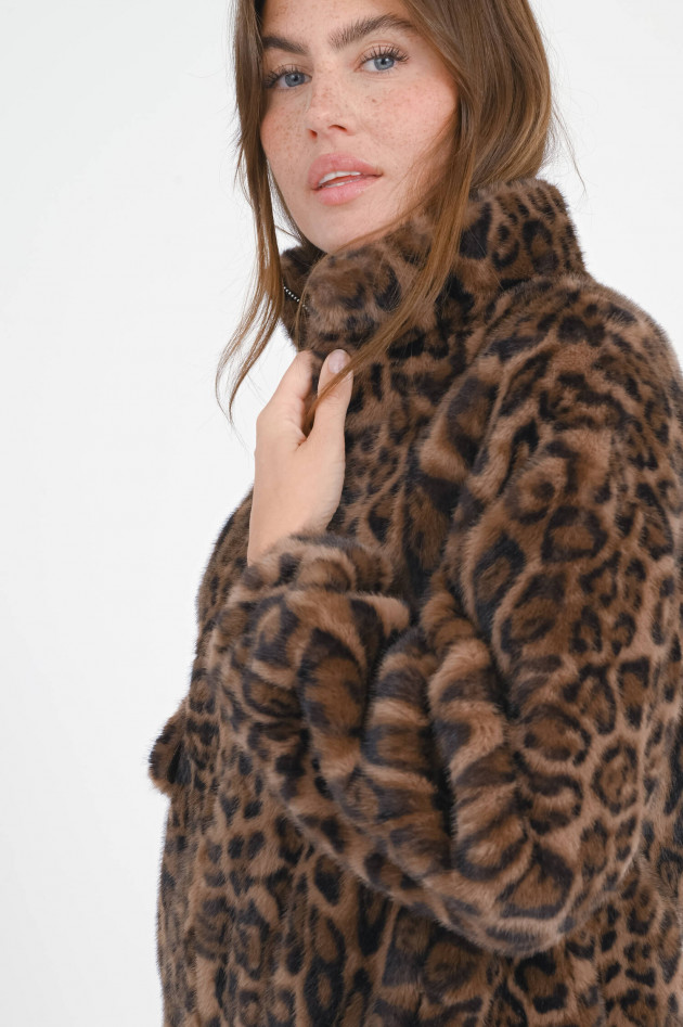 Betta Corradi Bomberjacke MEOW in Braun/Schwarz/Beige