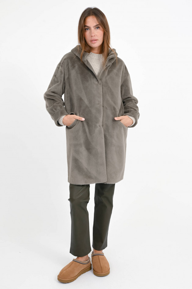 Betta Corradi Kunstpelz Mantel PARKA LUNGO in Graugrün