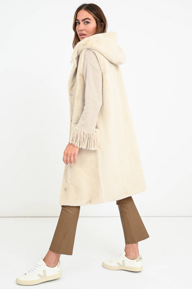 Betta Corradi Fake Fur-Weste mit Kapuze in Creme