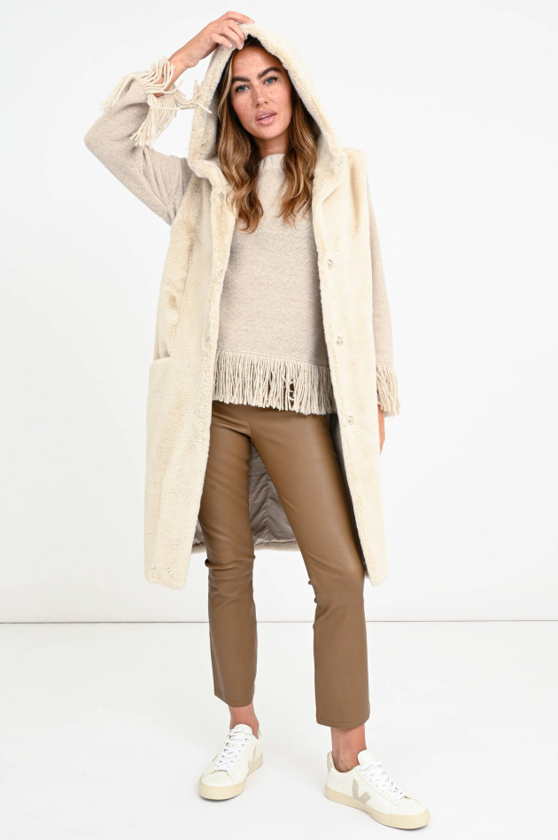 Betta Corradi Fake Fur-Weste mit Kapuze in Creme