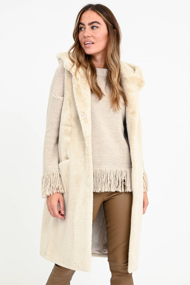 Betta Corradi Fake Fur-Weste mit Kapuze in Creme