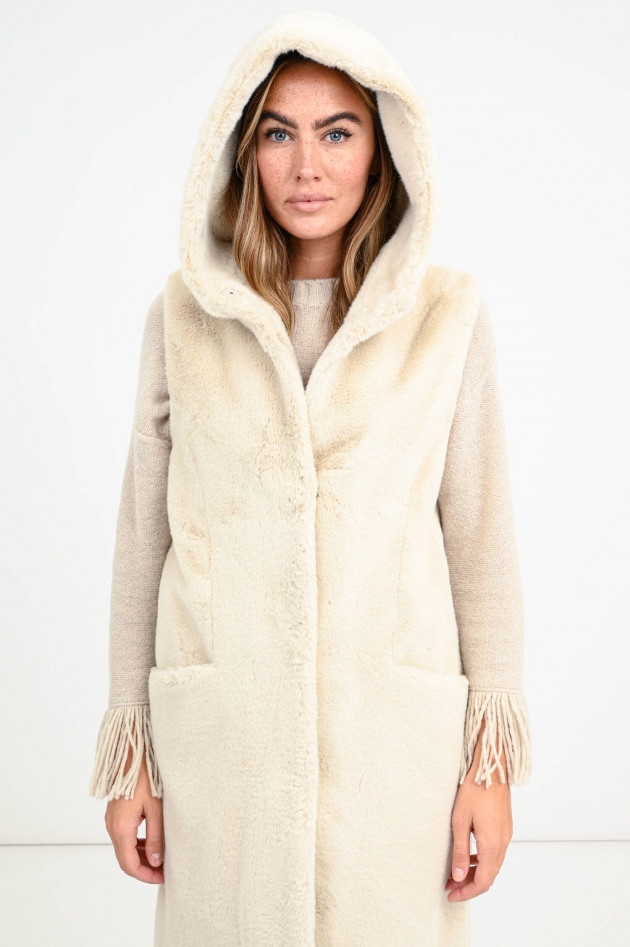 Betta Corradi Fake Fur-Weste mit Kapuze in Creme