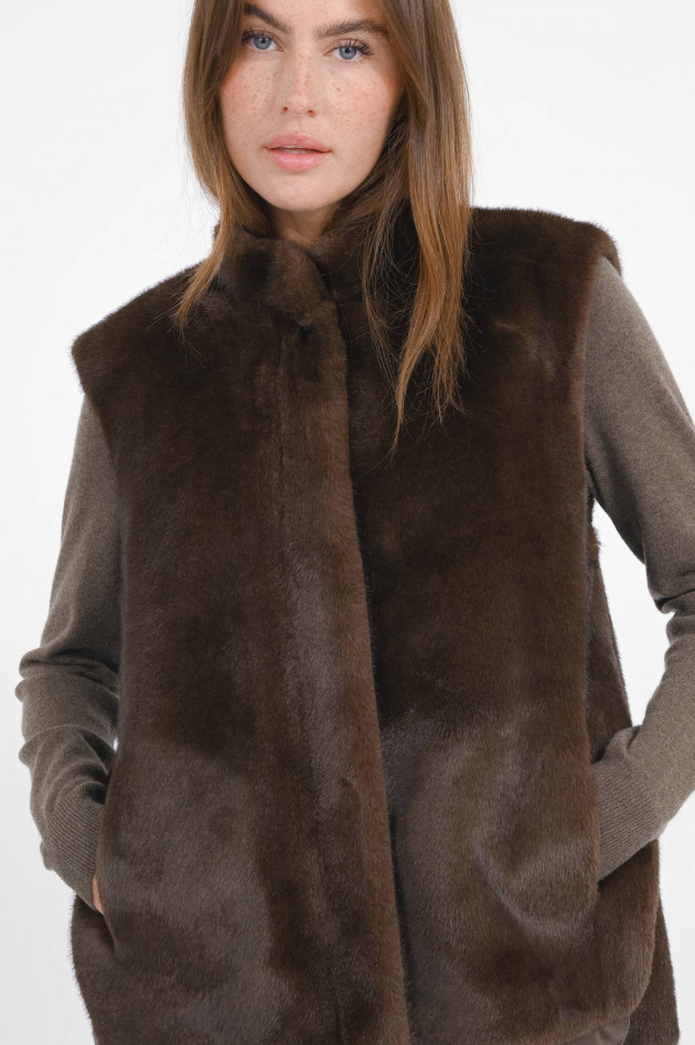 Betta Corradi Kunstpelz-Gilet MINK in Dunkelbraun