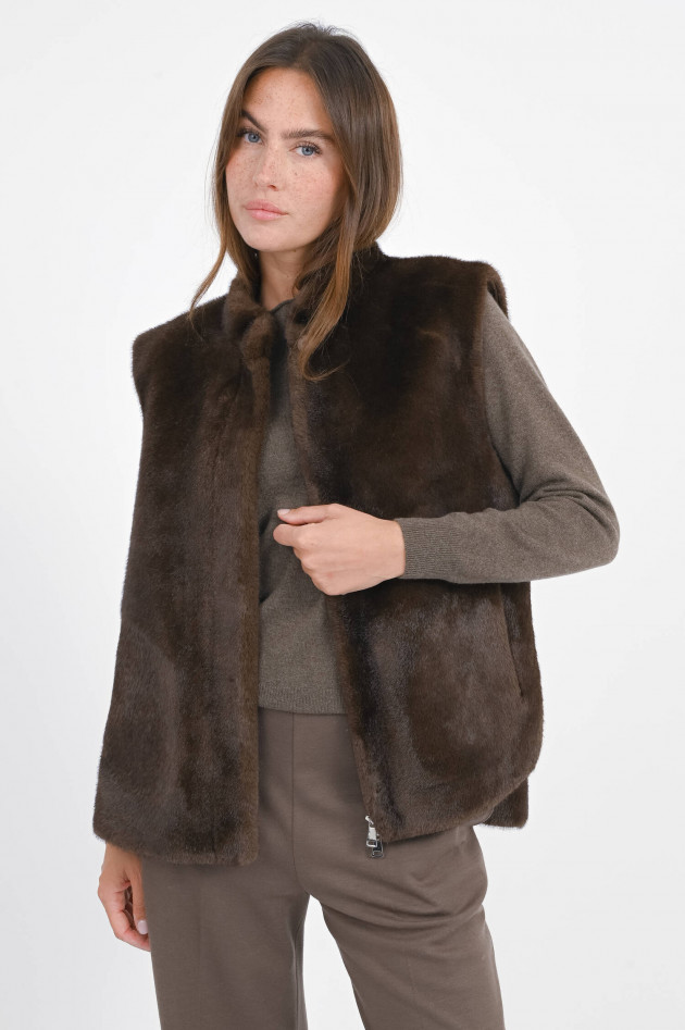 Betta Corradi Kunstpelz-Gilet MINK in Dunkelbraun