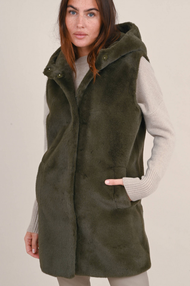 Betta Corradi Faux Fur Gilet ORS in Khaki
