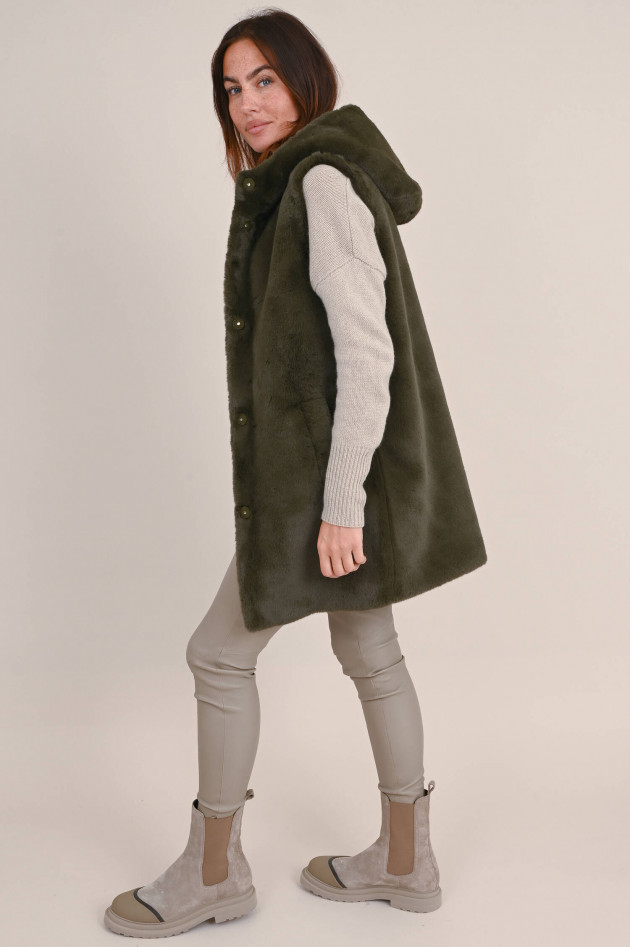 Betta Corradi Faux Fur Gilet ORS in Khaki