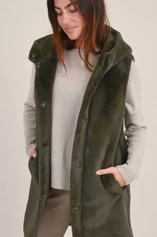 Betta Corradi Faux Fur Gilet ORS in Khaki