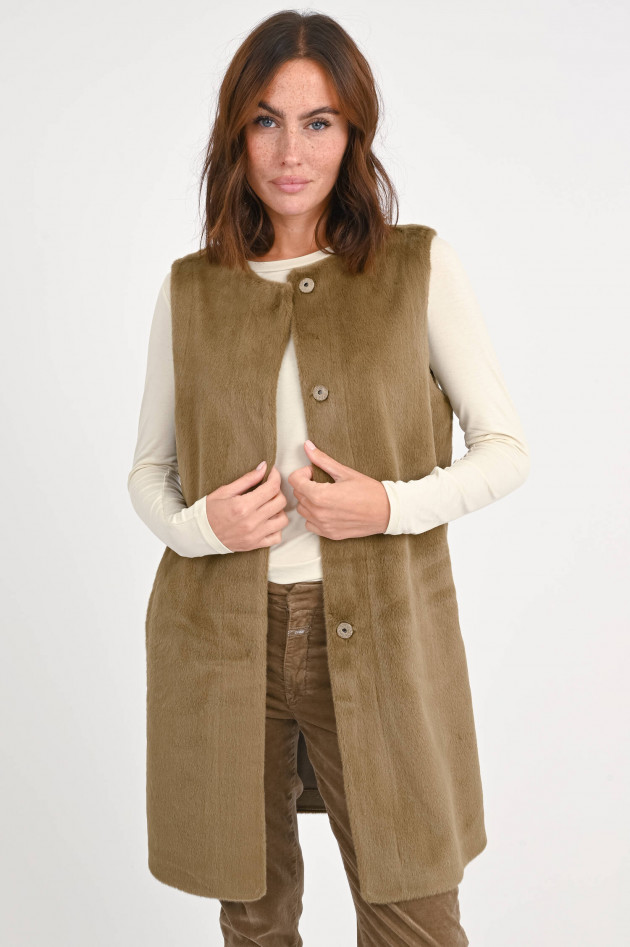 Betta Corradi Gilet aus Kunstpelz in Khaki