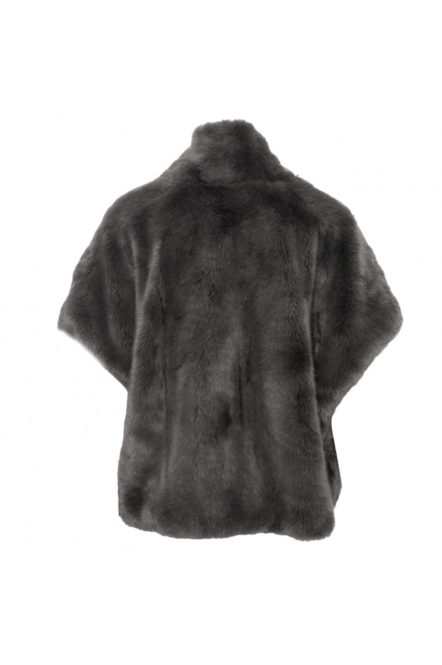 Fellponcho in Grau