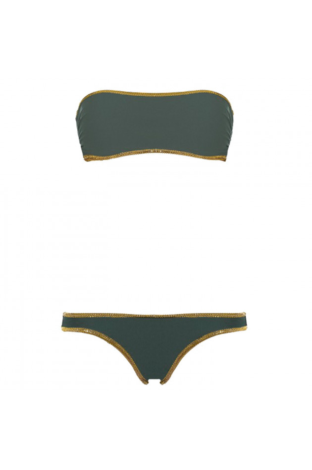 Tooshie Bikini HAMPTON REVERSIBLE in Oliv/Grau