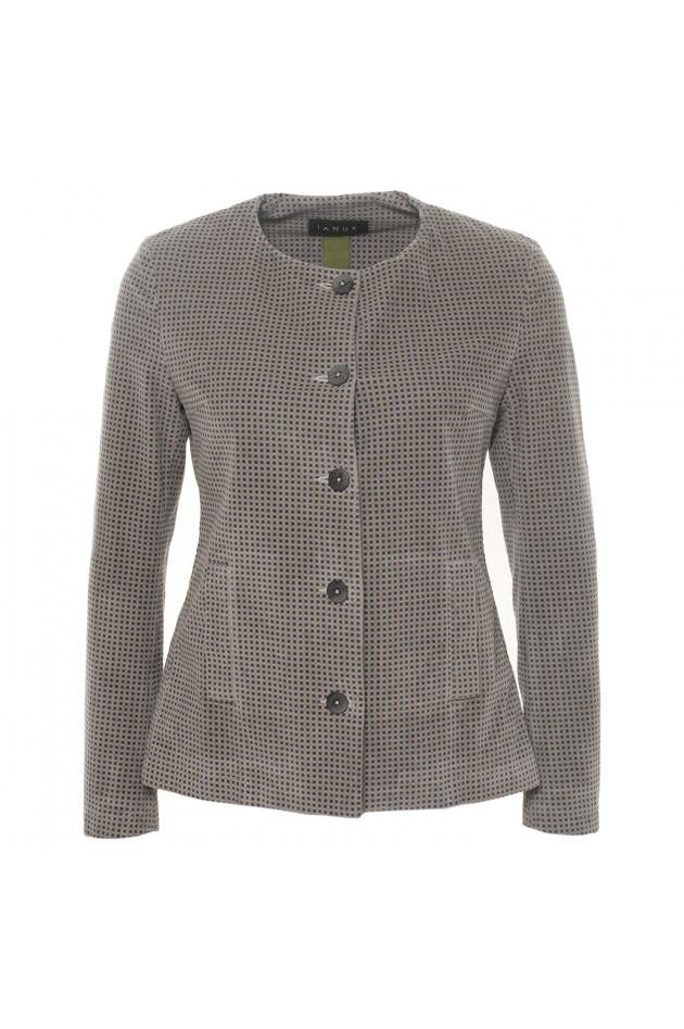 Ianux Blazer in Taupe/Blau gemustert