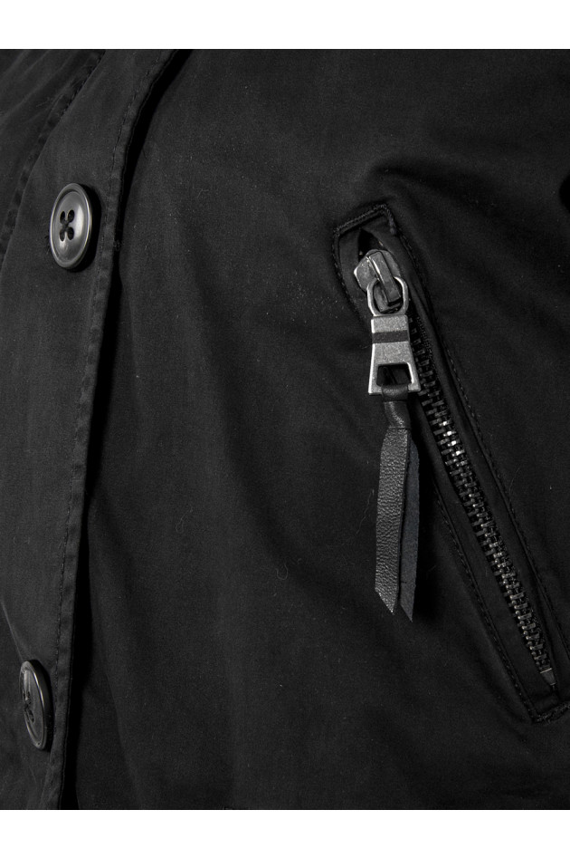 Blonde Parka mit Echtfellbesatz Schwarz