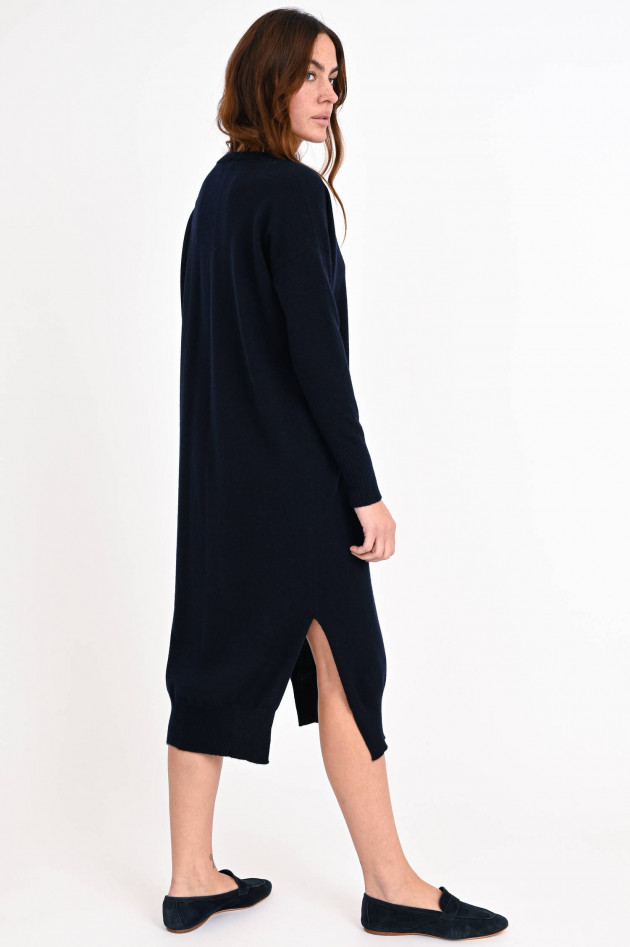 Blunoir Midi-Strickkleid mit V-Dekolleté in Navy
