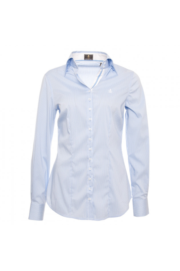 Fior da Liso Bluse in Blau/Weiß kariert
