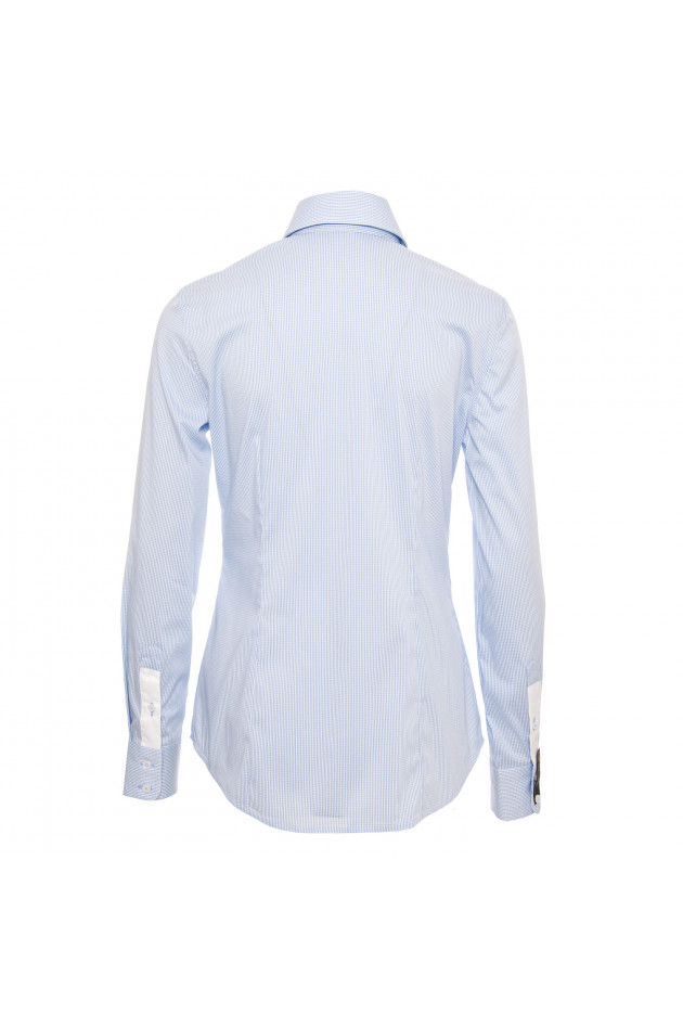 Fior da Liso Bluse in Blau/Weiß kariert