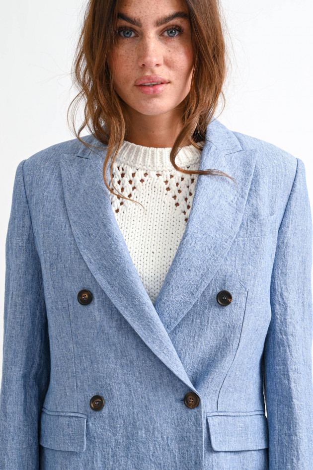 Brunello Cucinelli Blazer aus Wrinkled Leinen in Hellblau