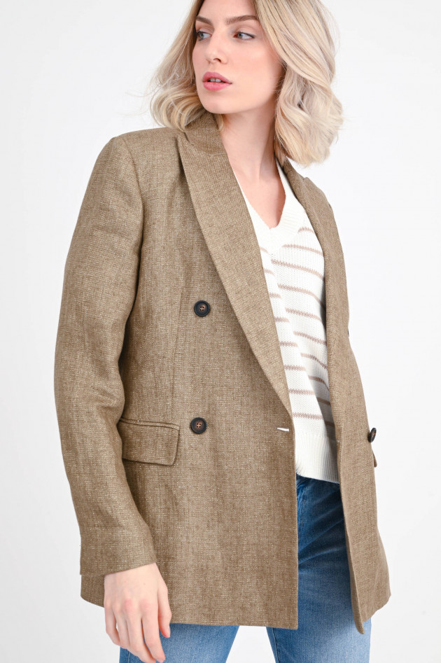 Brunello Cucinelli Leinen Blazer mit Glitzer-Fäden in Camel