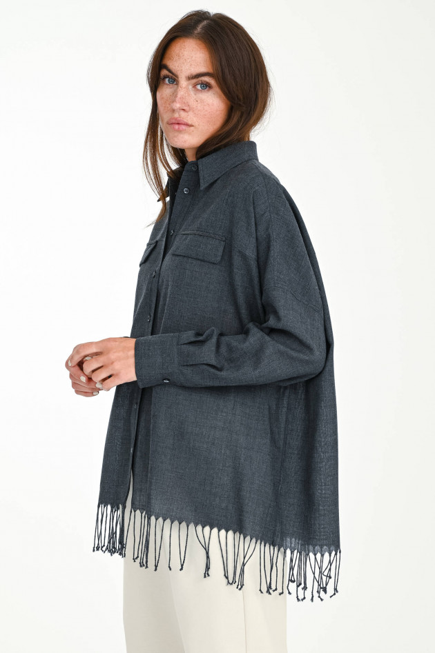 Brunello Cucinelli Oversized Bluse mit Fransen in Anthrazit