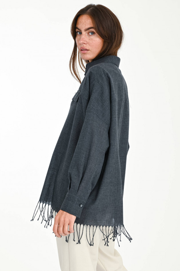 Brunello Cucinelli Oversized Bluse mit Fransen in Anthrazit