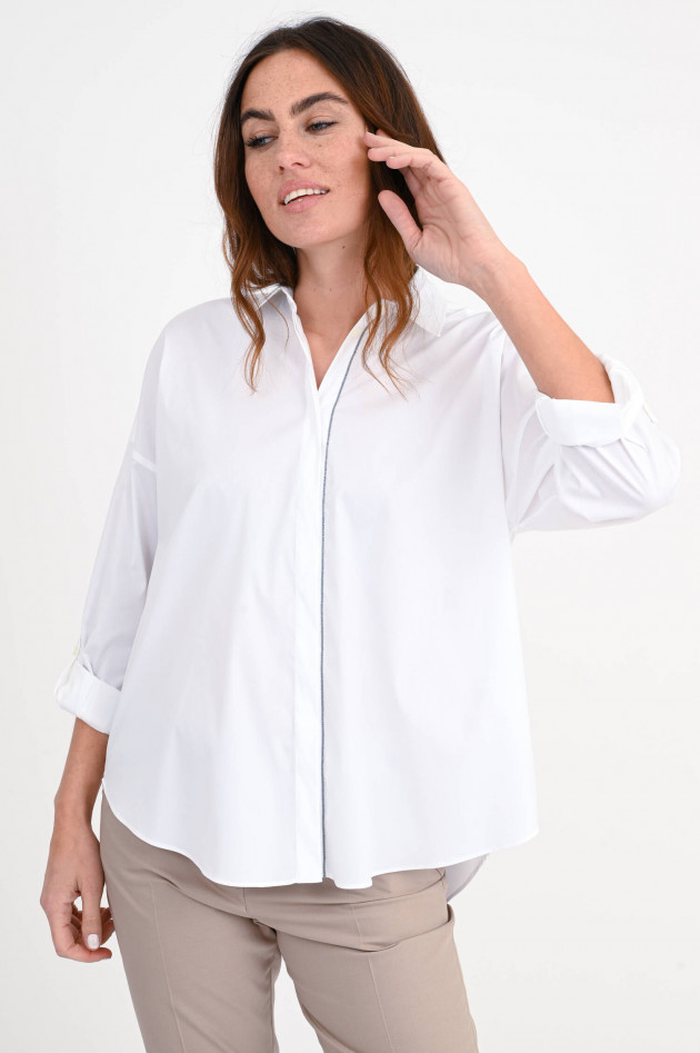 Brunello Cucinelli Bluse mit Monili-Perlen Details in Weiß