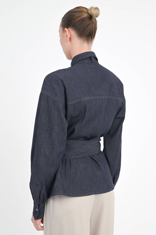Brunello Cucinelli Jeanshemd mit Schluppen-Detail in Dark Blue
