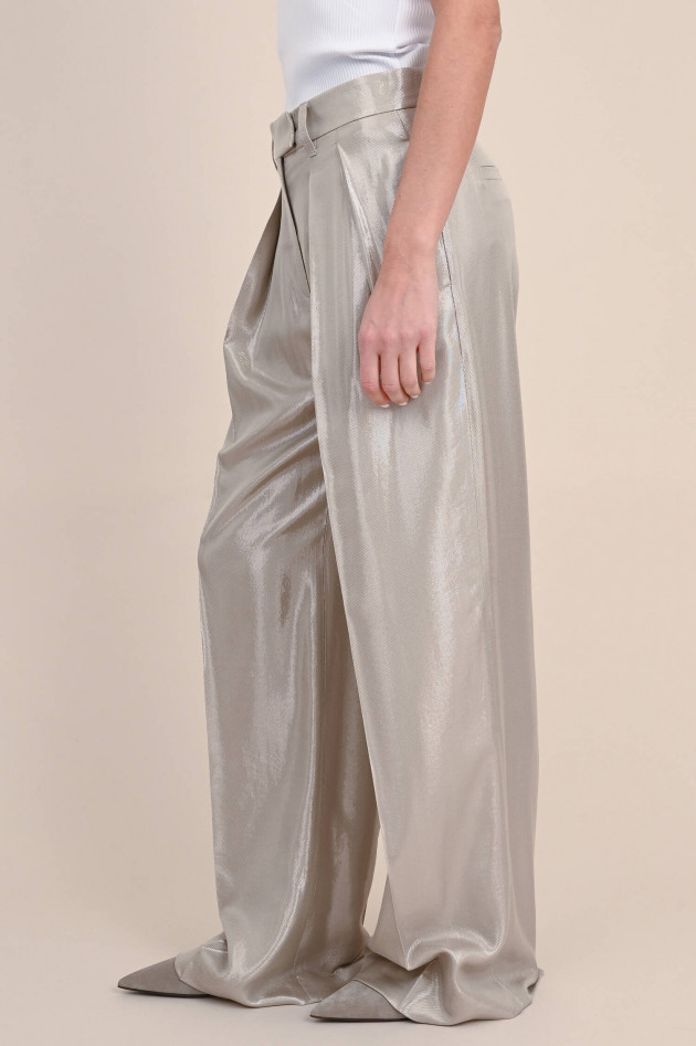 Brunello Cucinelli Weite Hose im Metallic-Look in Taupe/Gold