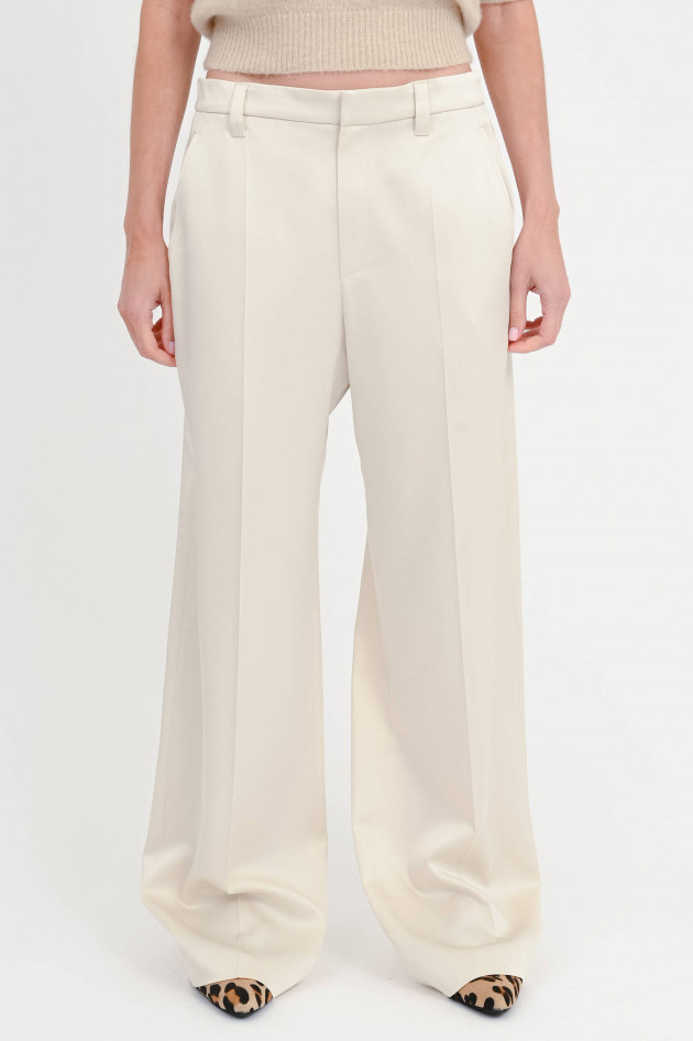 Brunello Cucinelli Shimmende Wide-Leg Hose in Creme