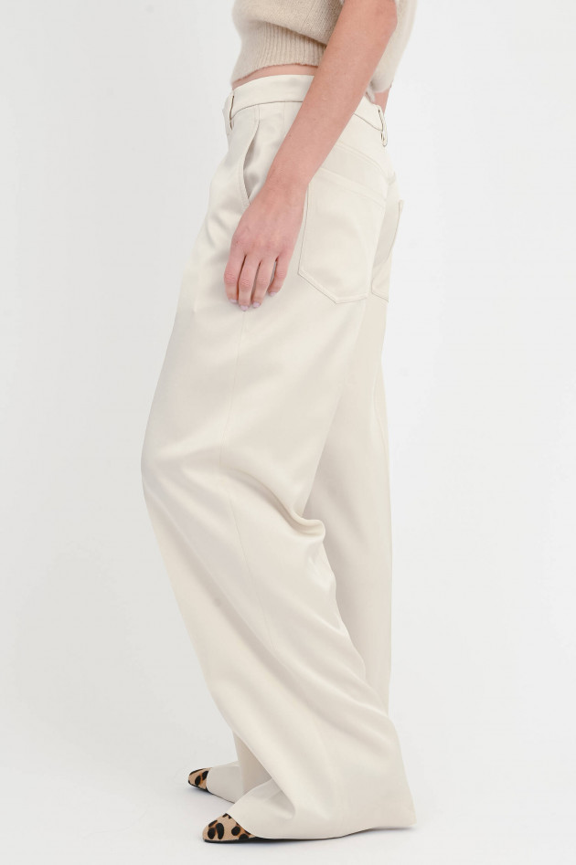 Brunello Cucinelli Shimmende Wide-Leg Hose in Creme