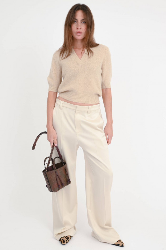 Brunello Cucinelli Shimmende Wide-Leg Hose in Creme