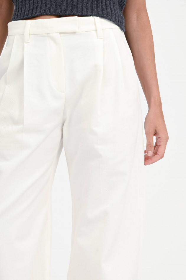 Brunello Cucinelli Wide-Leg Hose mit Bundfalten in Bianco Lane