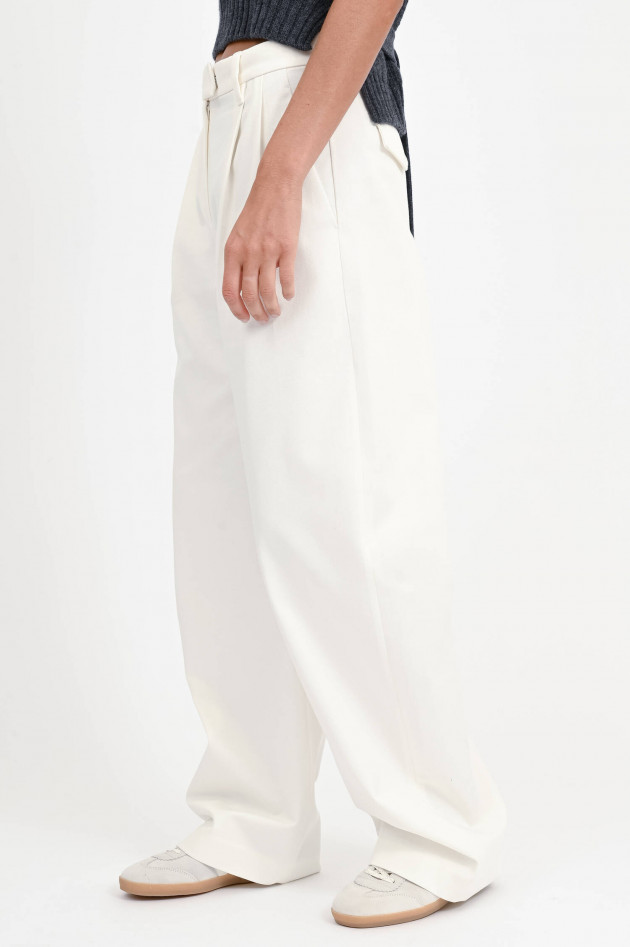 Brunello Cucinelli Wide-Leg Hose mit Bundfalten in Bianco Lane