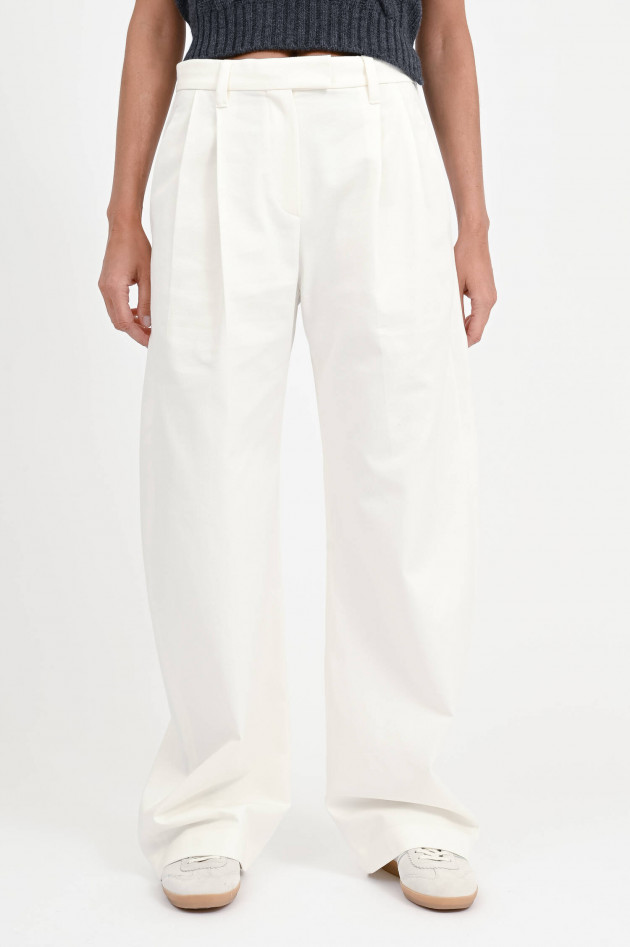 Brunello Cucinelli Wide-Leg Hose mit Bundfalten in Bianco Lane