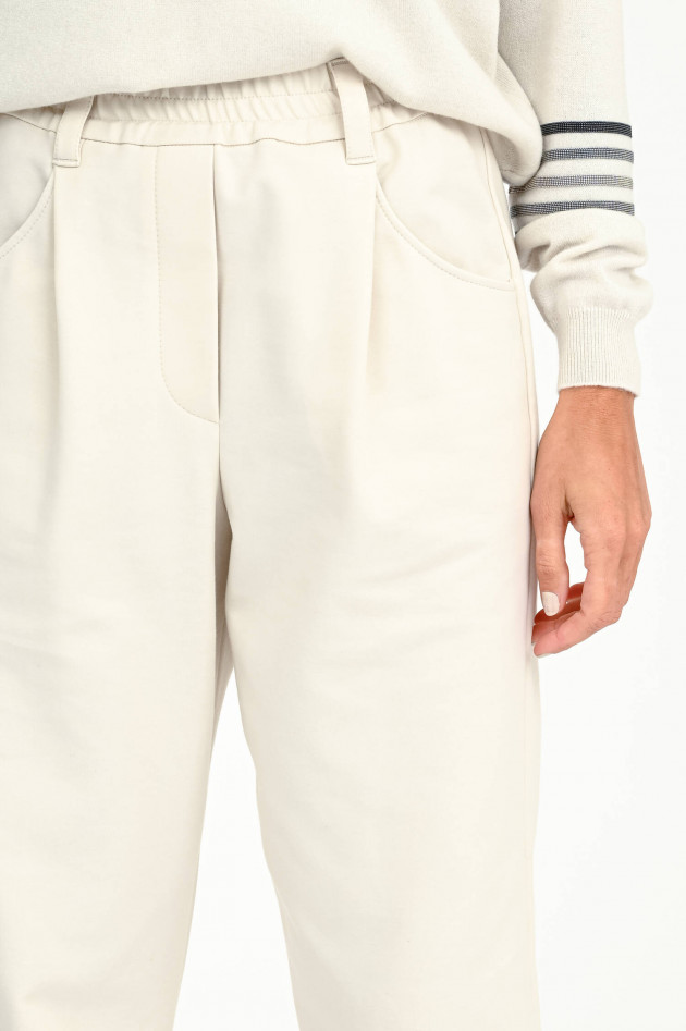 Brunello Cucinelli Jersey-Hose mit weitem Bein in Creme