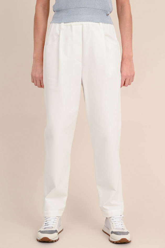 Brunello Cucinelli Hose mit elastischem Bund in Weiß