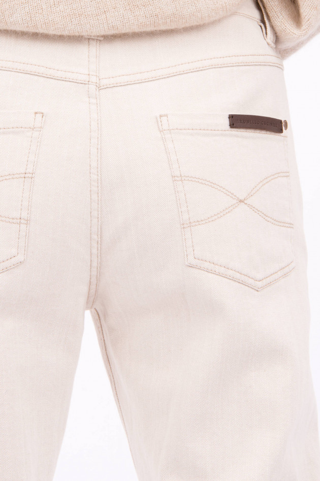 Brunello Cucinelli Jeans mit Schmuckstein-Detail in Hellbeige