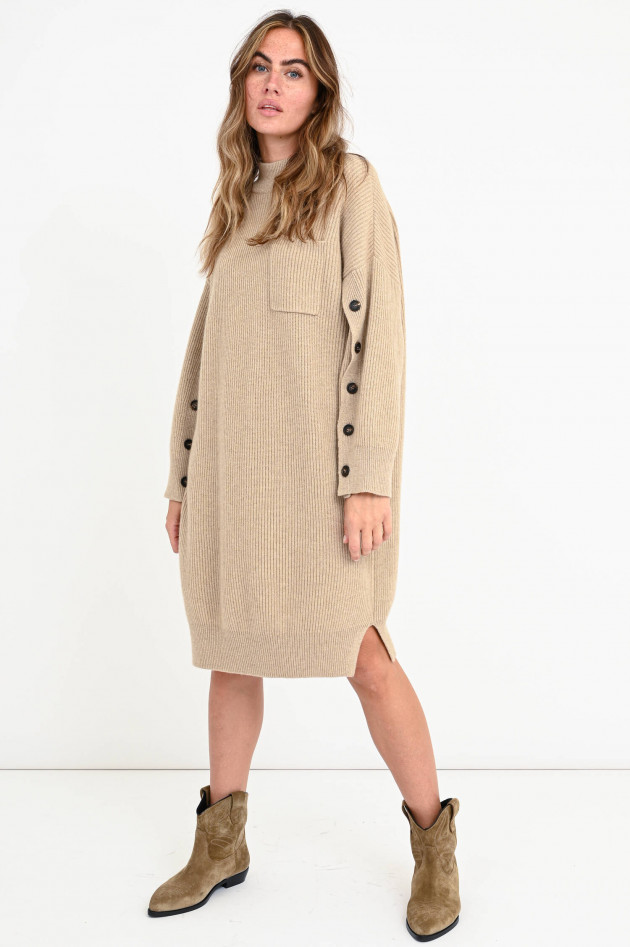 Brunello Cucinelli Rippstrick-Kleid aus Kaschmir in Beige