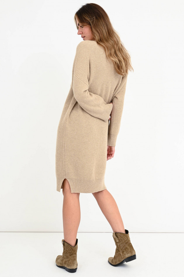 Brunello Cucinelli Rippstrick-Kleid aus Kaschmir in Beige