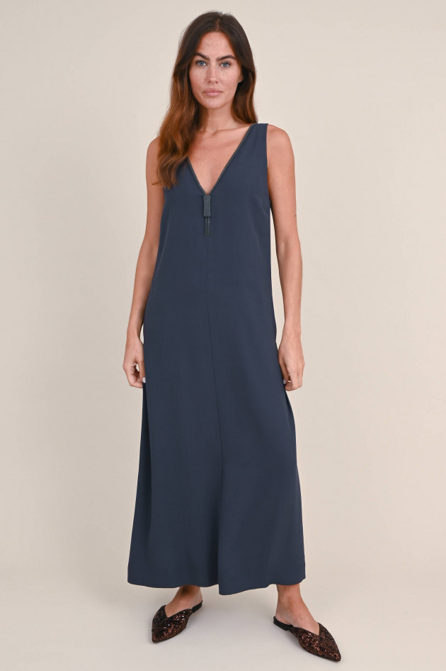 Brunello Cucinelli Maxi Kleid mit Monili-Perlen in Navy