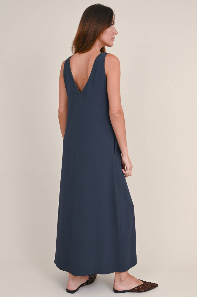 Brunello Cucinelli Maxi Kleid mit Monili-Perlen in Navy