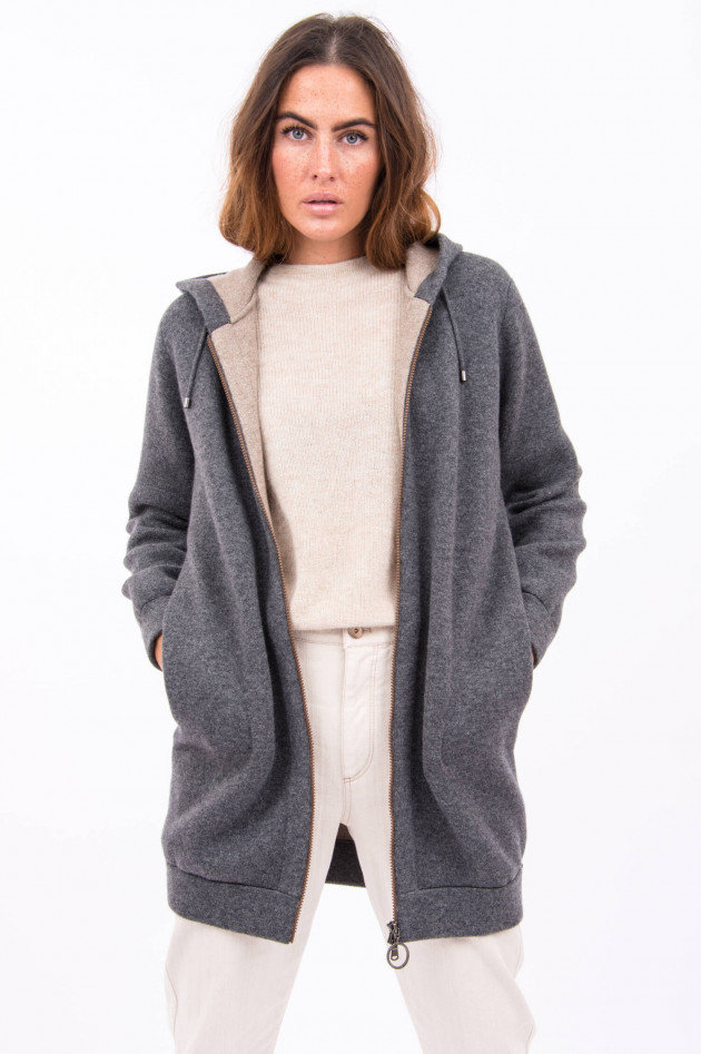 Brunello Cucinelli Kaschmirjacke in Dunkelgrau/Beige
