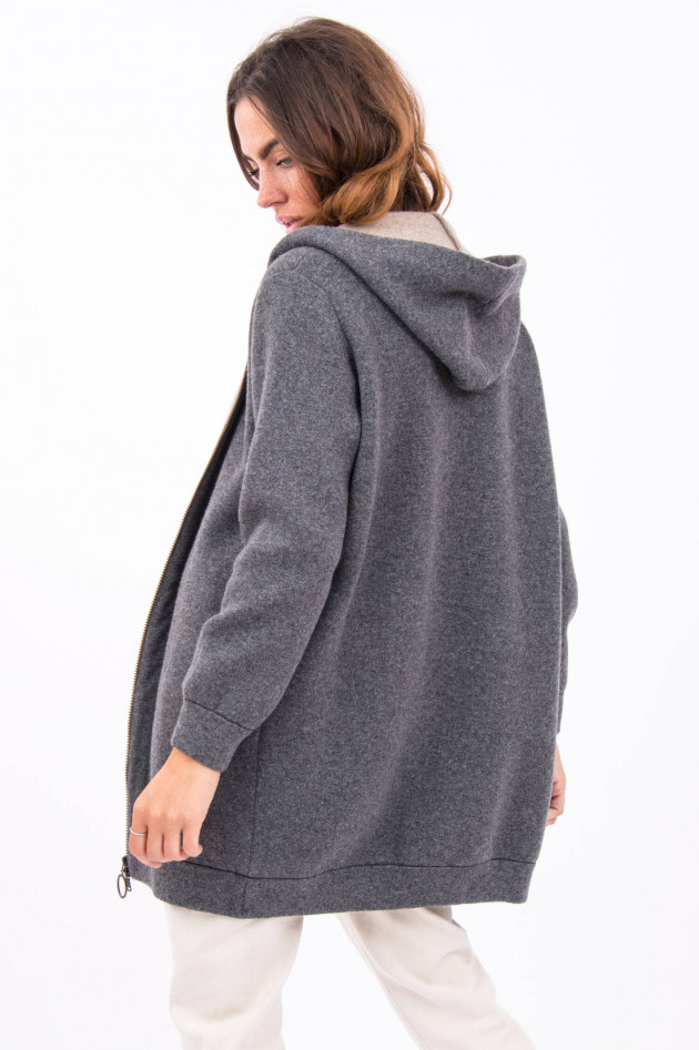 Brunello Cucinelli Kaschmirjacke in Dunkelgrau/Beige
