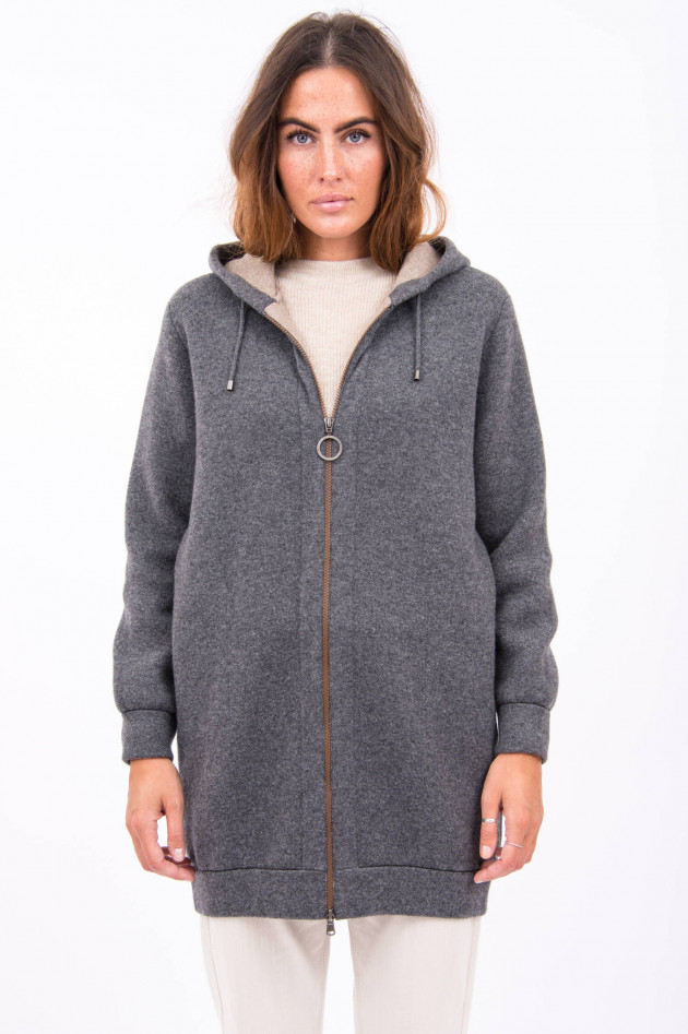 Brunello Cucinelli Kaschmirjacke in Dunkelgrau/Beige