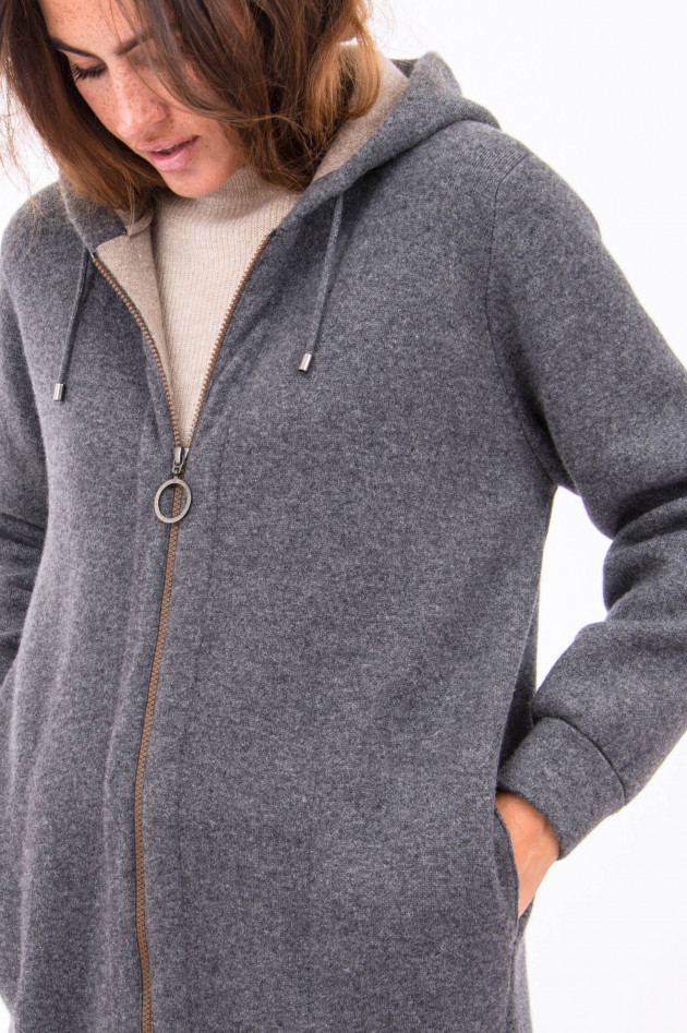 Brunello Cucinelli Kaschmirjacke in Dunkelgrau/Beige