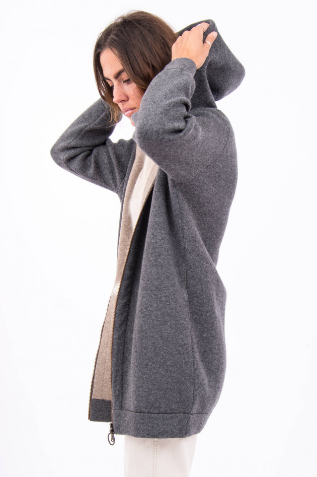 Brunello Cucinelli Kaschmirjacke in Dunkelgrau/Beige