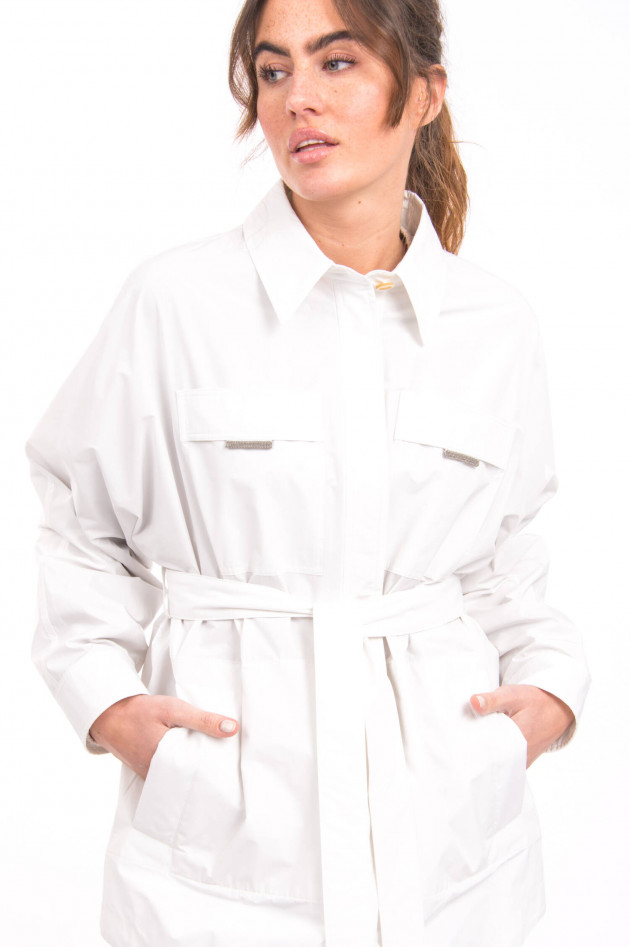 Brunello Cucinelli Jacke mit großen aufgesetzten Taschen in Weiß