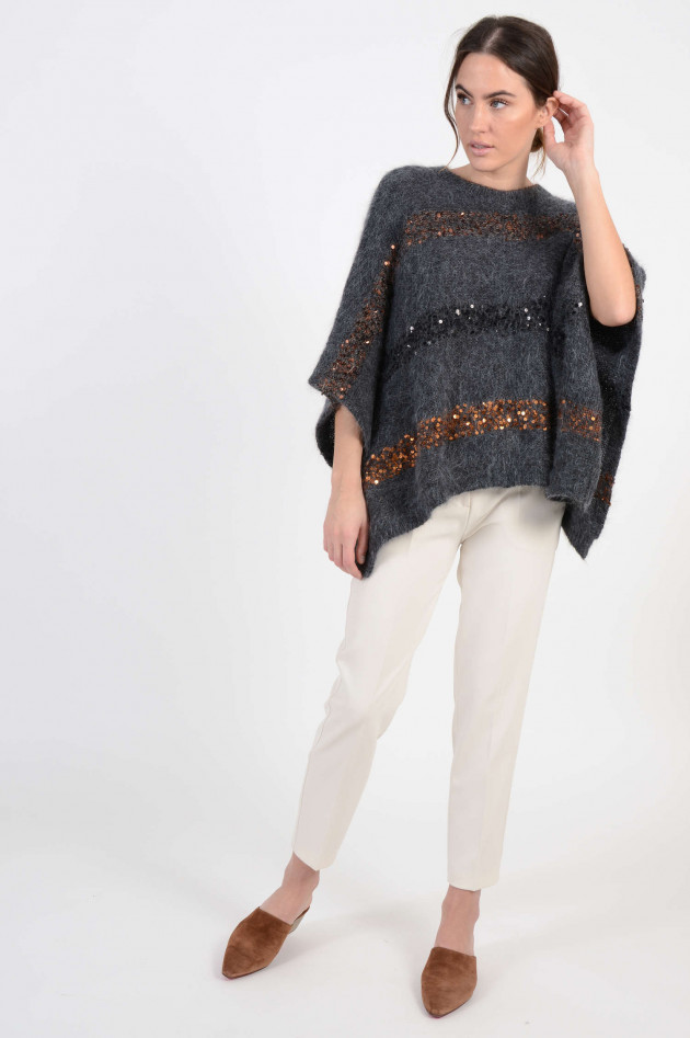 Brunello Cucinelli Poncho mit Pailletten in Antra