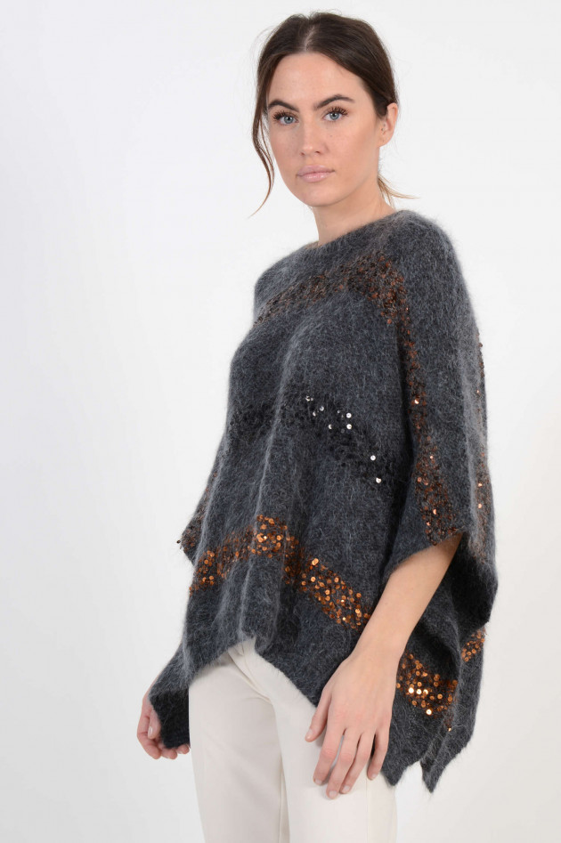 Brunello Cucinelli Poncho mit Pailletten in Antra