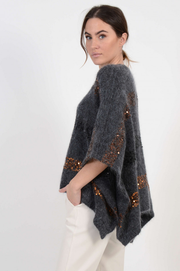 Brunello Cucinelli Poncho mit Pailletten in Antra