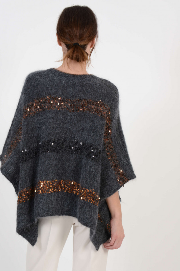 Brunello Cucinelli Poncho mit Pailletten in Antra